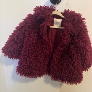 Janie and Jack Plush Burgundy Kids Coat